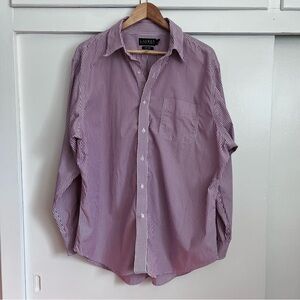 LAUREN Ralph Lauren Striped 100% Cotton Button Down Shirt Size L